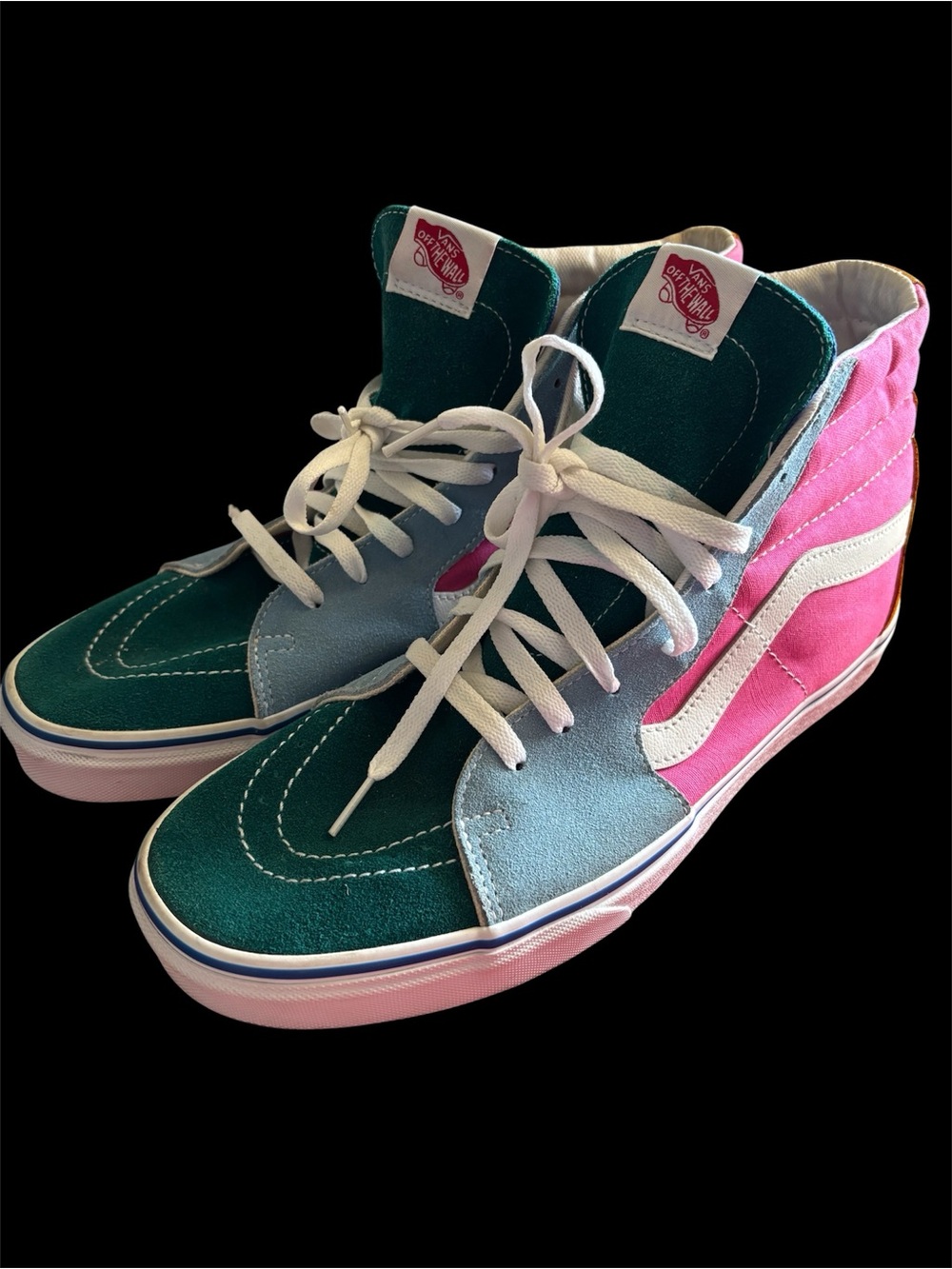 Vans High-Top Boat Shoes in Teal, Light Blue, Pink and White Men's size 13